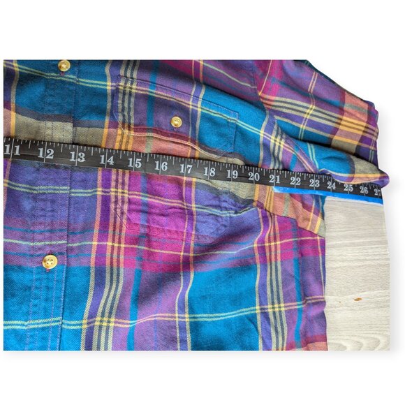 Chaps Vibrant Multicolor Plaid Button Front Long Sleeve Shirt Size 1X - Picture 11 of 13
